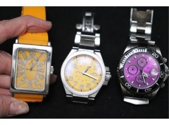 Mens Watches, Stainless Officina Del Tempo Italy, Invicta Model No 10502. And Swiss Army - Preowned