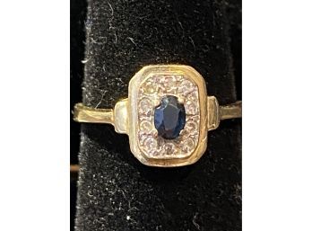 14K YG Petite Sapphire And Diamond Ring