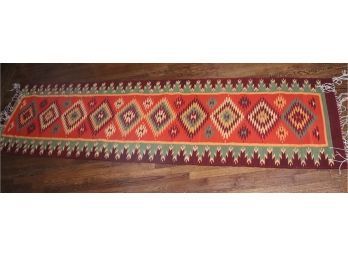 Handmade Woven Southwest Style Runner Approx. 114 X 31 Inches Nice Bright Colors Very Pretty Design