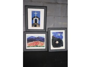 3 George OKeeffe Foundation Framed Posters Includes Church Steeple