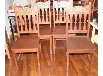 Set Of 4 Painted Wood Chairs