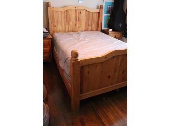 Queen Size Pinewood Bed Nice Solid Bed Frame In Good Condition Includes Bally Mattress With Pillow Topper