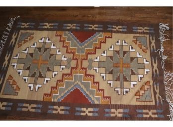 Handmade Woven Southwest Style Rug Approximately 78 X 48 Inches