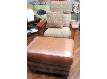 Ethan Allen Reclining Chair & Ottoman With Quality Nail Head Detail Along The Bottom By Super Creations