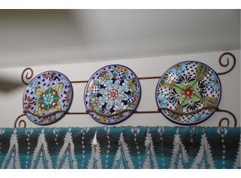 Santa Fe Style Plates With Holder/Wall Mount