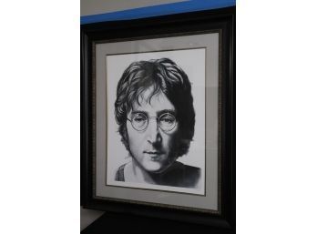 Large Framed John Lennon Portrait Lithograph Signed By Artist Limited 2/64