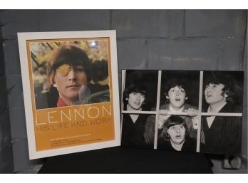 Vintage 'Lennon And His Life' Poster &  Beatles Photo On Board