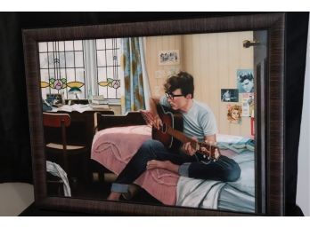 Framed John Lennon Canvas Print Playing Guitar By Eric Cash