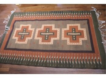 Zapotec Handmade Woven Wool Rug Approximately 76 X 48 Inches