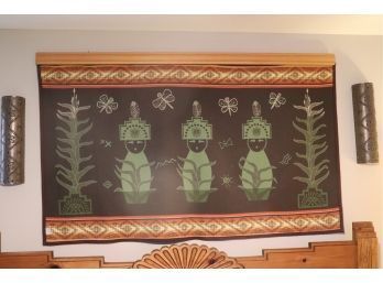 .Three Corn Maidens' Blanket By Mary Beth Jiron 2007 Pendleton Woolen Mills & Pierced Metal Wall Sconces