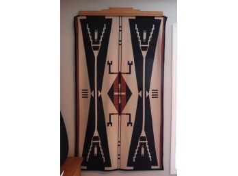 Navajo Style Blanket Made In The USA 82 Percent Wool 18 Percent Cotton Approx. 39 X 68 Inches