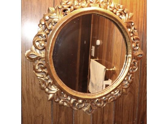 Vintage Round Italian Mirror With Gold Frame