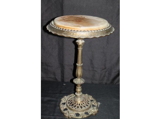 Vintage Side Table / Pedestal With Marble Top