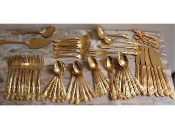 Set Of Gold Tone Flatware, By Lifetime Cutlery