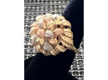18K Tri-Gold Floral Crown Ring, A Real Beauty!