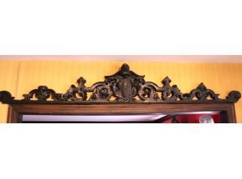 Antique Carved Wood Frieze With Center Crest