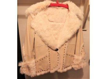 Funky Studded White Rabbit & Suede Jacket Size S
