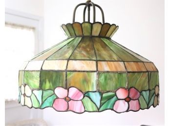 Tiffany Style Multi Color Slag Glass Chandelier With Flowers