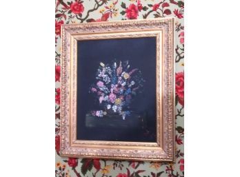Floral Painting In Carved Gold Frame