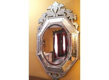 Large Enchanting Venetian Mirror With Engraved Design