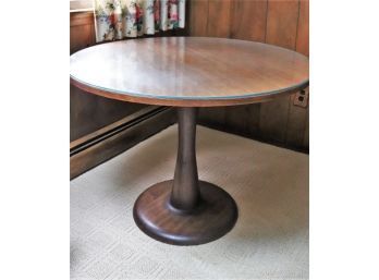 Mid Century Modern Center Table In Medium Wood Tone With Protective Glass