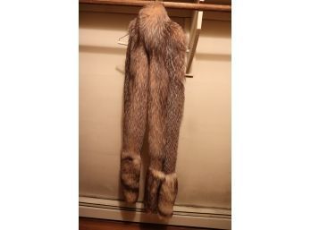 Long Fox Fur Scarf With Velvet Lining