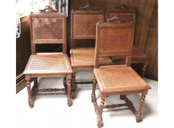 Set Of 4 Vintage Style Caned Chairs