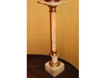 Antique Marble Pedestal With Brass Highlights