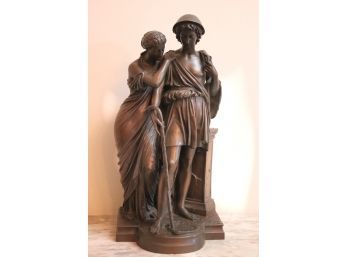 Spectacular Bronze Statue Of Shepherd & Maiden, Signed Eugene Aizelin,1867