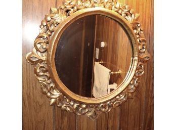 Vintage Round Italian Mirror With Gold Frame