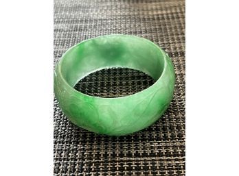 Gorgeous Jade Style Carved Floral Bangle Bracelet