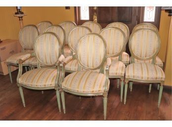 Wonderful Set Of 12 Louis XVI Style Dining Chairs