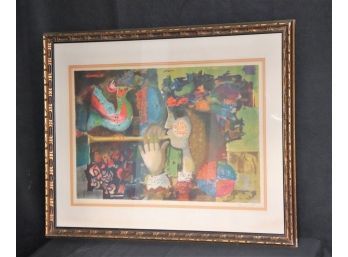Vintage Signed & Numbered Lithograph Of Flute Girl