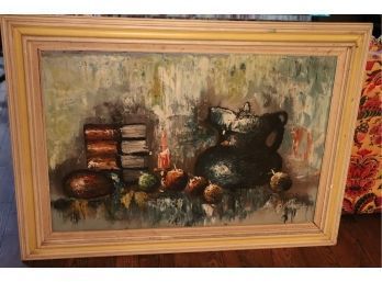 Signed Painting Of Mid-Century Style Still Life By W. Pierre