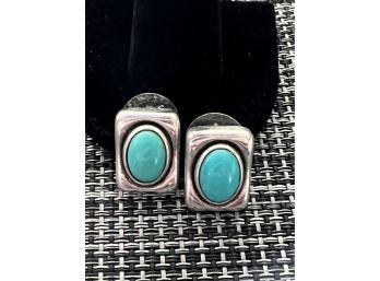 Pair Of Sterling Silver/Turquoise Earrings,