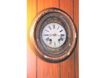 Small French Clock With Wooden Frame