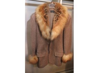 Tweed Polo Ladies Blazer With Custom Fox Trim Collar