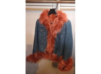 Fun Womans Fur Trimmed Denim Jacket