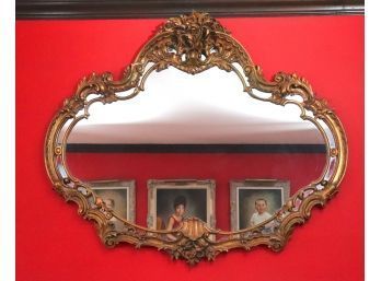 Large Oval Wall Mirror In Ornate Baroque Style Frame