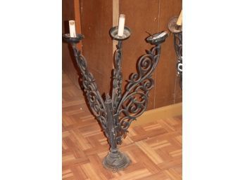 Pair Of Wrought Iron Wall Sconce Candelabras