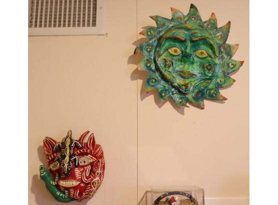 Paper Mache Sun Mask And Lizard Mask