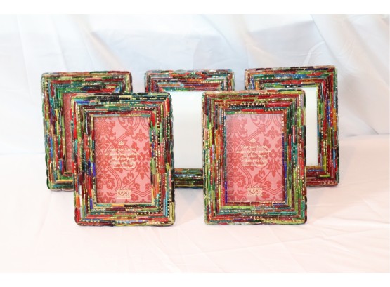 Lot Of 5 Glass Mosaic 4' X 6' Picture Frames By Two's Company