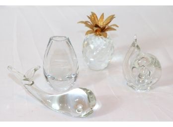 4' Swarovski Crystal Pineapple, Snail, Whale &  Vase