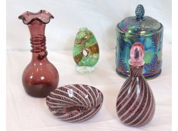 Lot Of 5 Decorative Glass Items