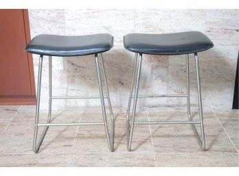 Set Of 3 Padded And Metal Frame Stools