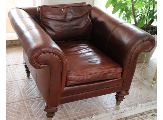 Ralph Lauren Leather Roll Arm Accent Chair