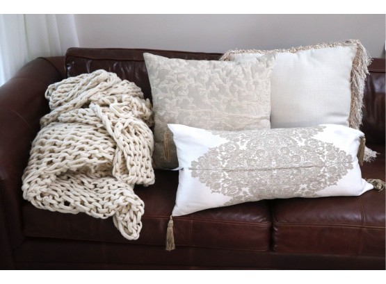 Newport Pillow With Tassels, Pier One Pillow & Michael Aram Pillow Includes  Fishermans Loop Net Style Bla