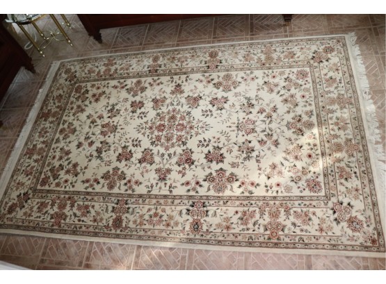 Pretty Floral Area Rug With Tassels Approx. 108 X 70 Handmade Wool Rug Pretty Floral Pattern Throughout