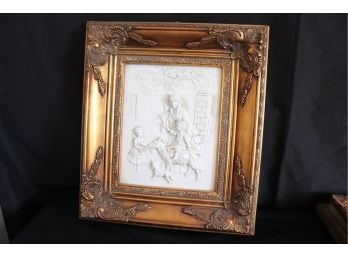 Pretty Embossed Victorian Theme Wall Decor In A Quality Carved Frame Made In Italy