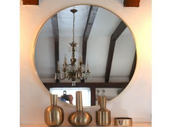 Contemporary Round Wall Mirror  & Coaster Set
